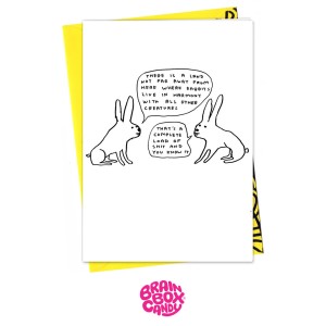 Greeting Card Live in Harmony Rabbits David Shrigley 